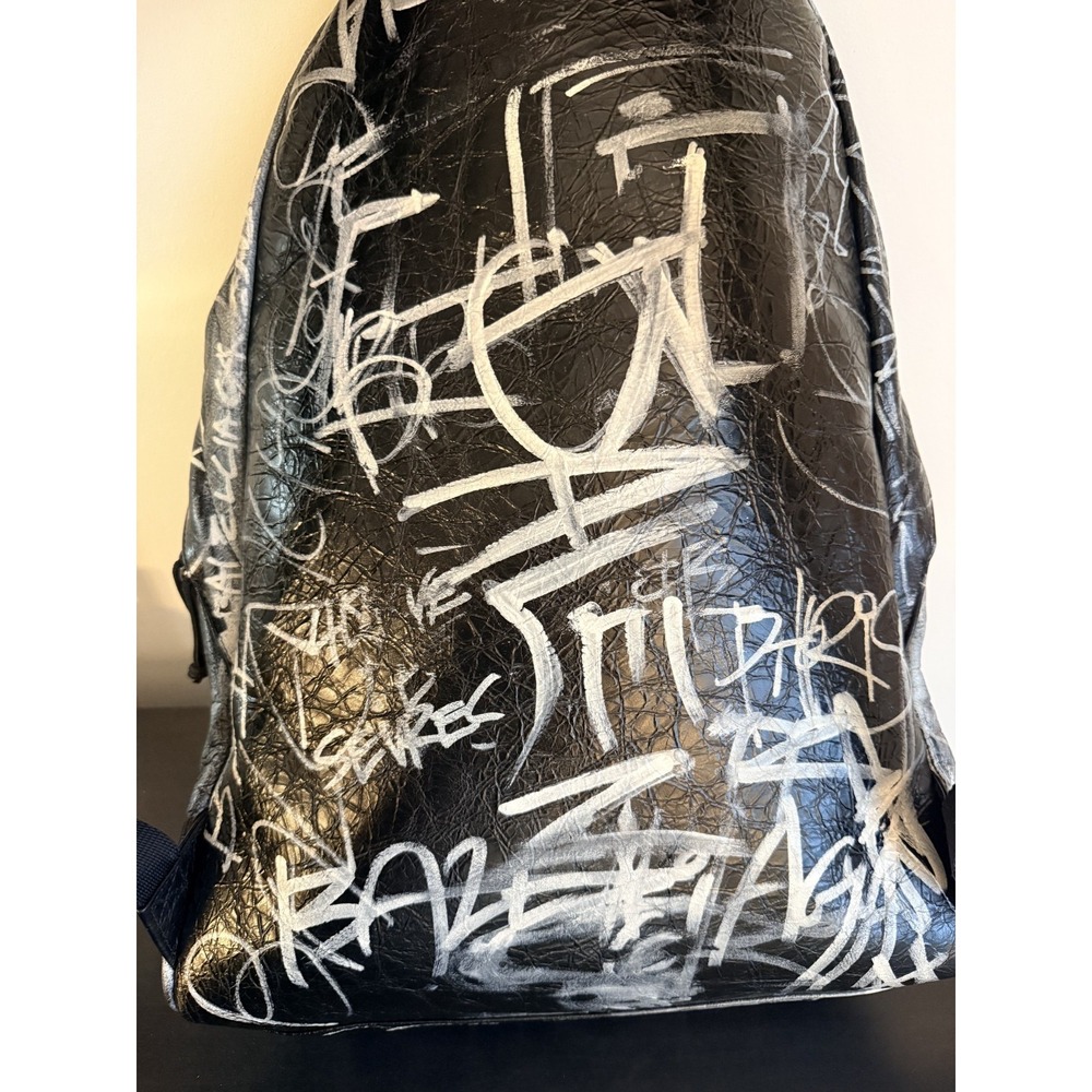Balenciaga Explorer Graffiti Backpack Black Lambskin Rare Dustbag - Picture 9 of 16